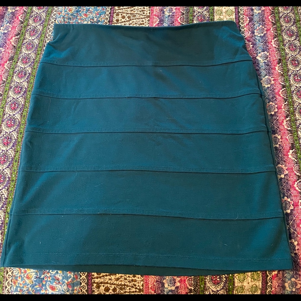 F21+ bandage pencil stretchy plus size teal skirt